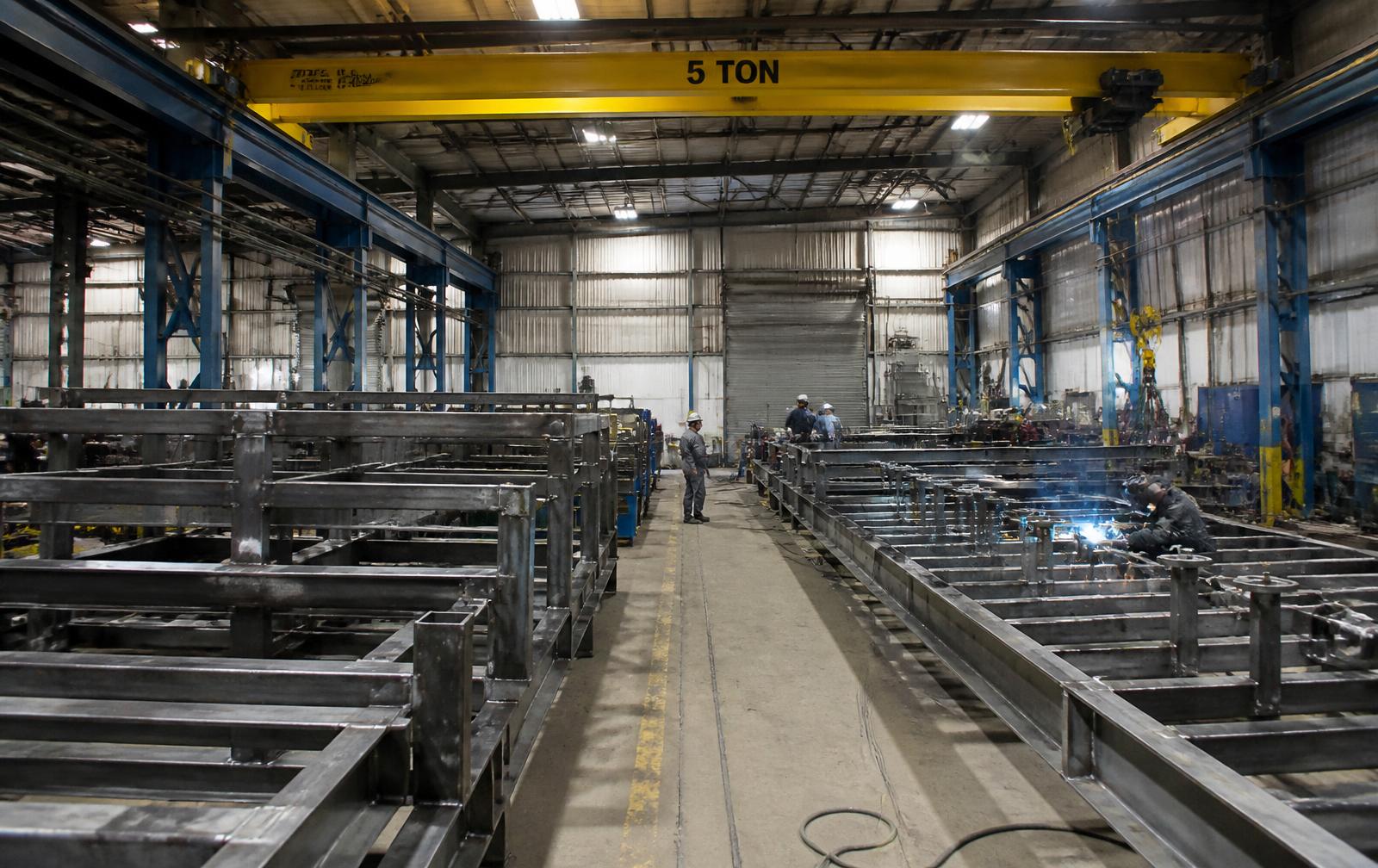 Skid frames being fabricated inside the Jebel Ali workshop