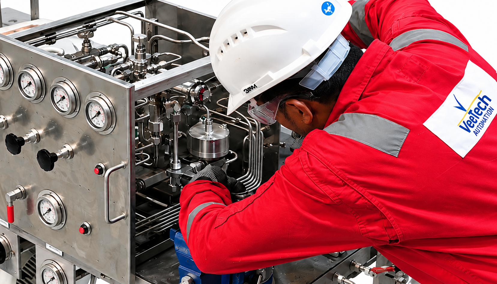 Technician working on electrical panel