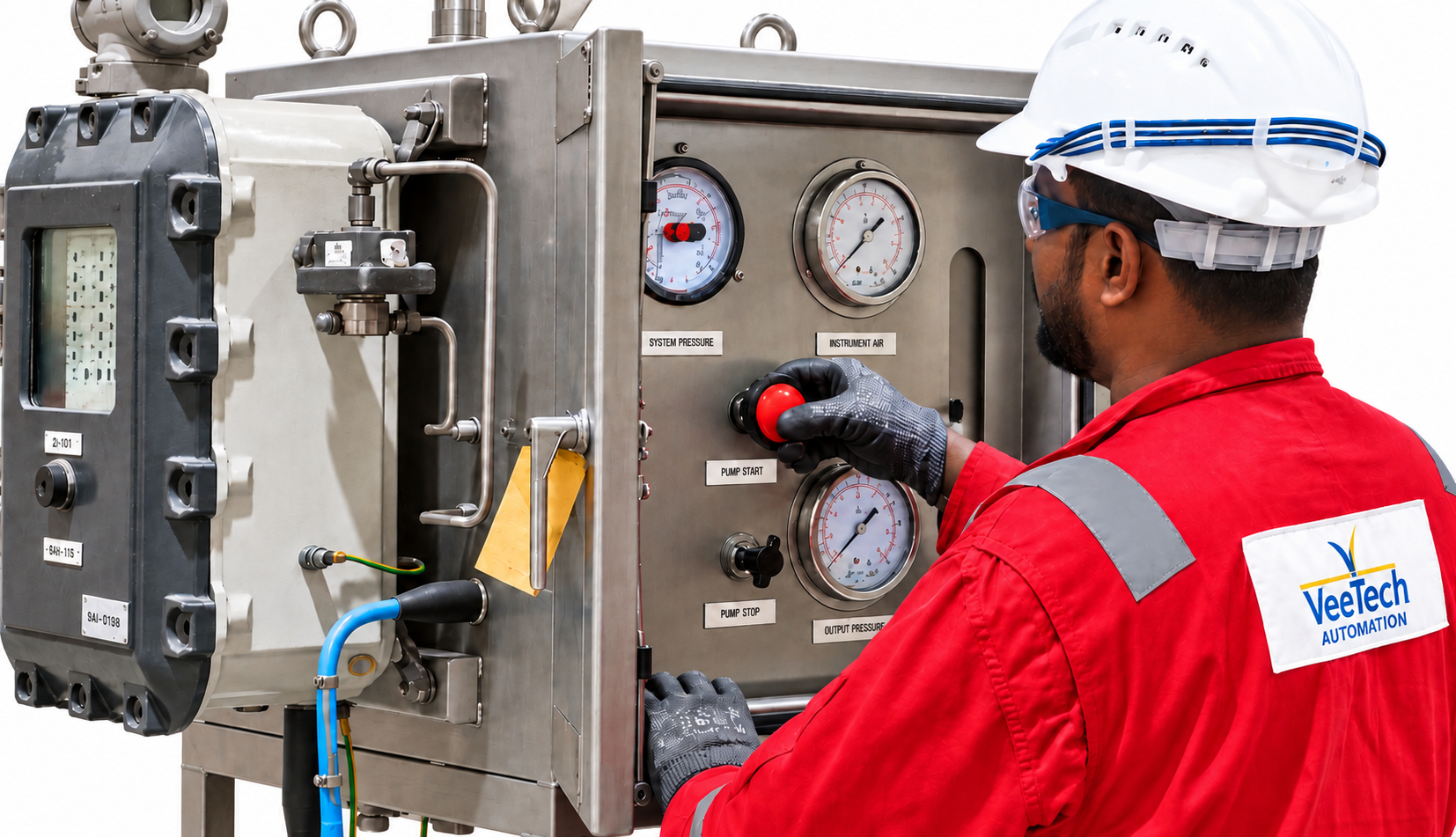 Engineer working on electrical panel