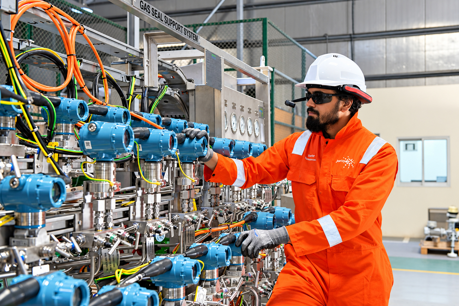 Technician performing pressure testing